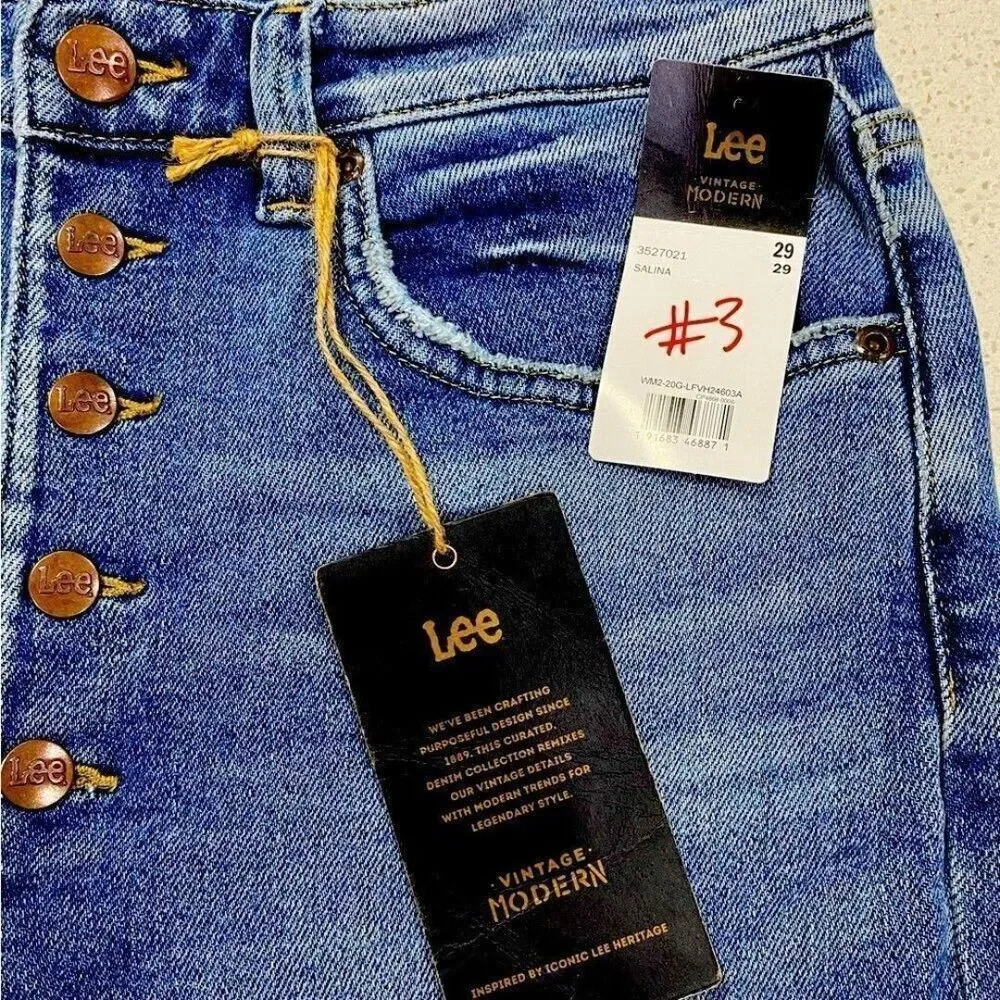 Lee Vintage Modern High Rise Flare Jeans 29x33 NWT Stretch Distressed Denim - Picture 5 of 11